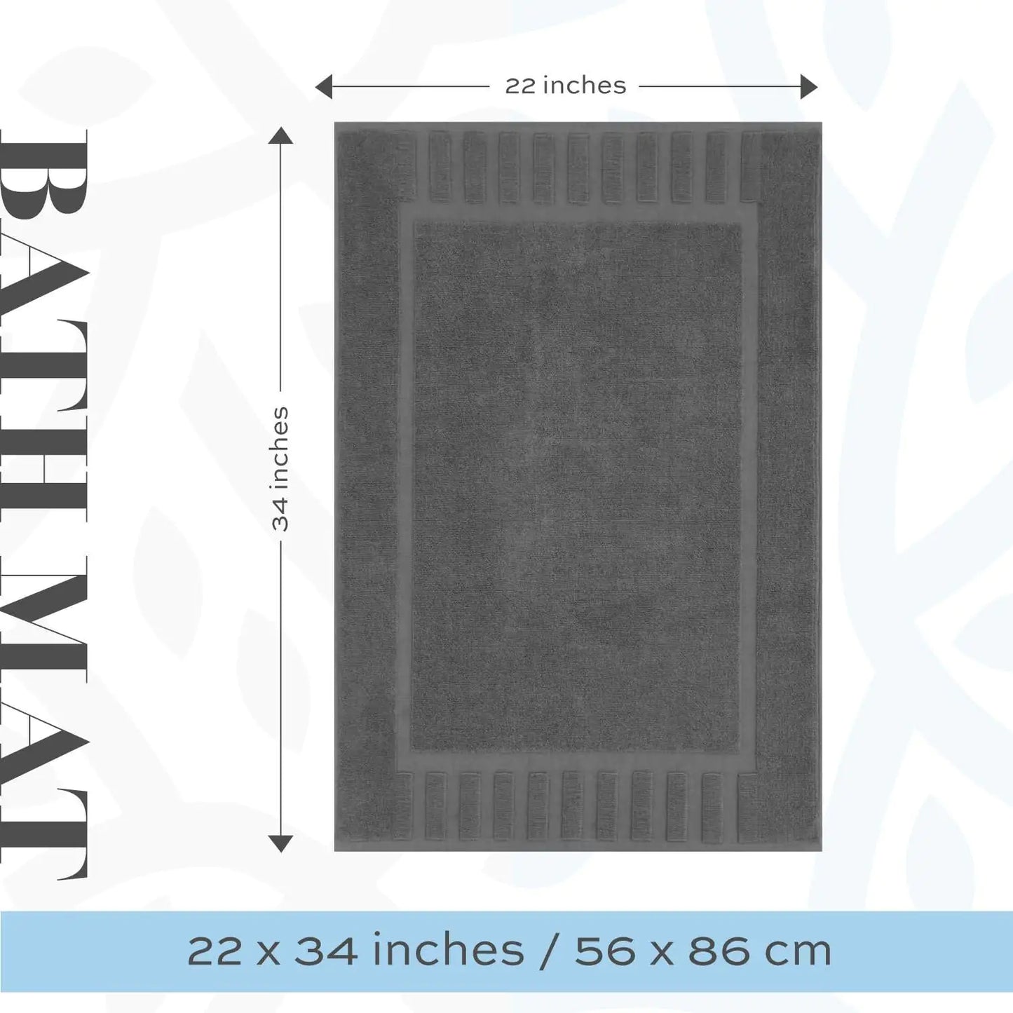 Luxury Bath Mat Floor Towel Set Grey White 22 x34 in 2 Pack Absorbent Cotton